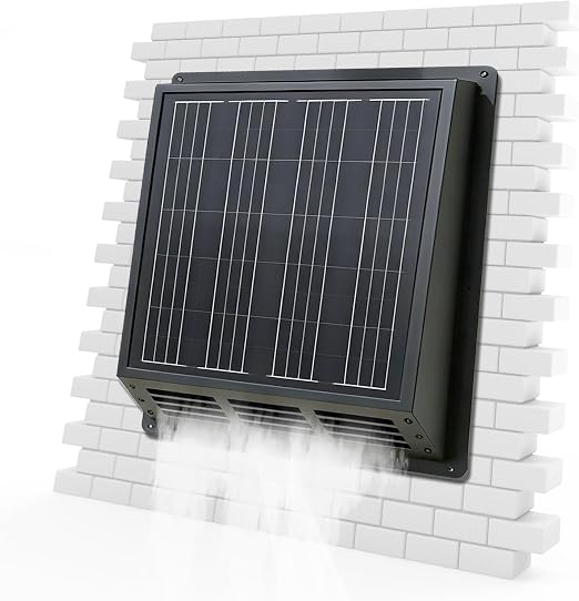 25W Solar Exhaust Fan: 2500 RPM High-Speed Exhaust Fan with 12V Monocrystalline Solar Panel, IP67 Waterproof, 13x13x3.5inches for Attic, Garage, RV, Shed – Easy Installation, Energy Efficient (Black)